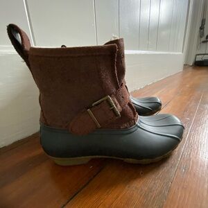 Sperry Brown and Cream Fur-Lined Duck Boots